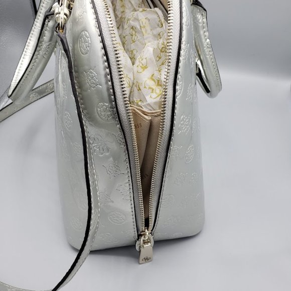Guess Peony Dome Satchel and Wallet/Clutch in Silver - Picture 10 of 11